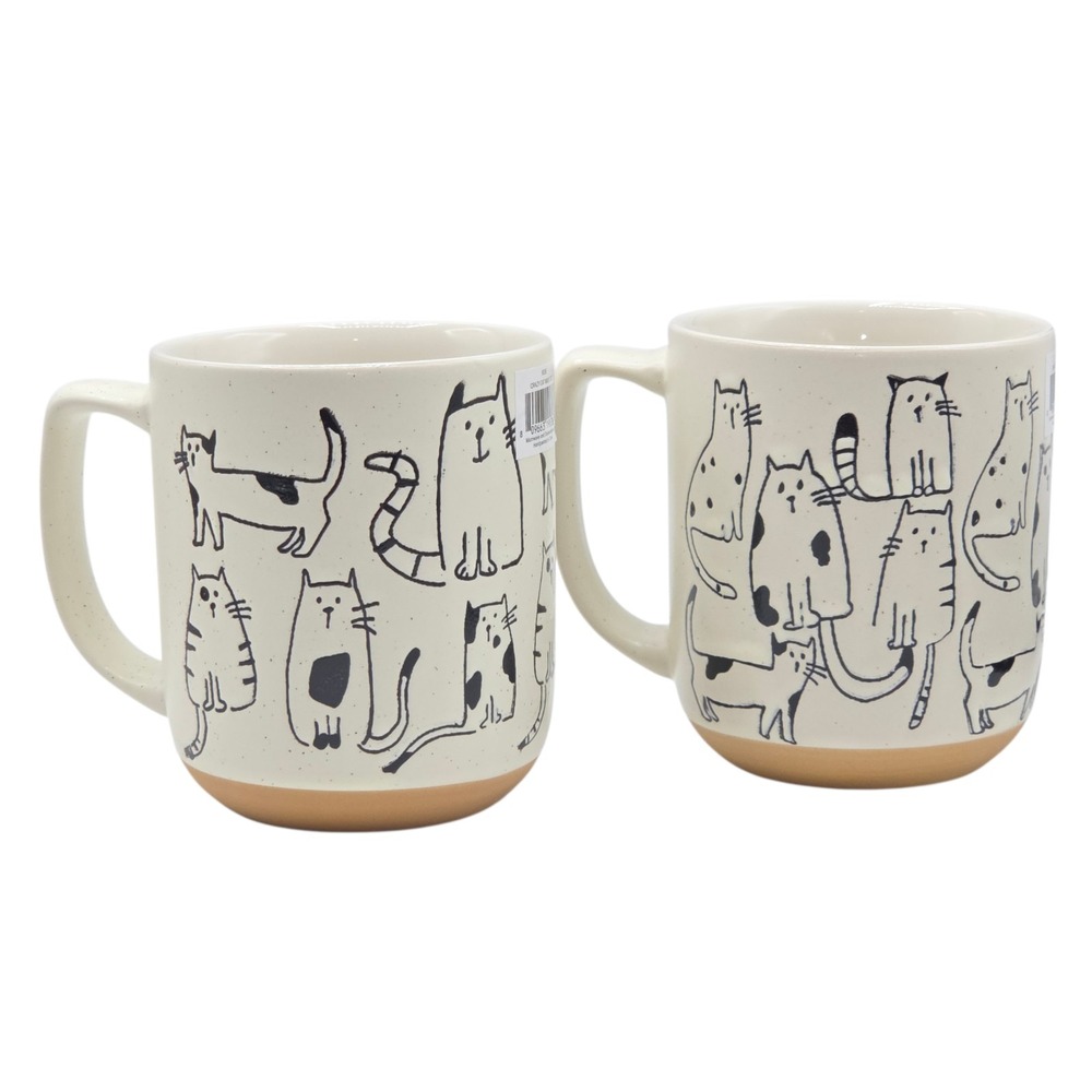 Spectrum Designz Cats Embossed Ceramic Coffee Mug‎ 16oz Set Of 2 Hand Painted